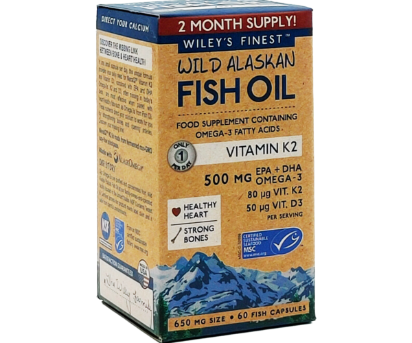 Wiley's Finest Wild Alaskan Fish Oil with Vitamin K2 - 60 capsules