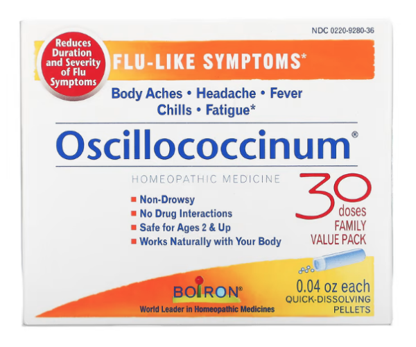 Boiron, Oscillococcinum, Flu-Like Symptoms, Age 2 & Up, 30 Quick-Dissolving Pellets , 0.04 oz Each