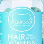 Sugarbear Vegan Hair Gummy Vitamins with Biotin, Vitamin C, Vitamin B-12, Zinc for Hair Skin & Nails 74 gummies