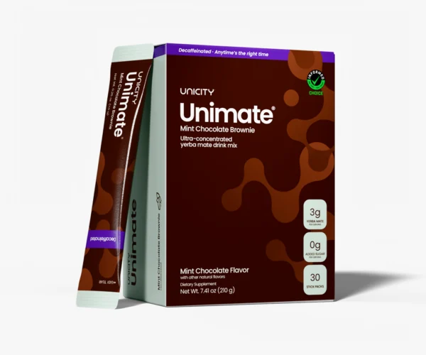 UNICITY UNIMATE MINT CHOCOLATE BROWNIE, DECAFFEINATED (30 STICK PACKS)
